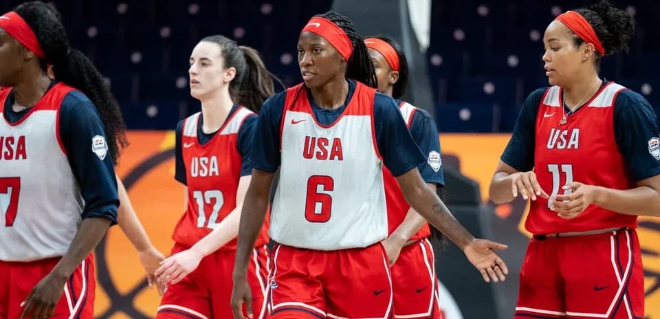 USA women's basketball team in practice uniforms