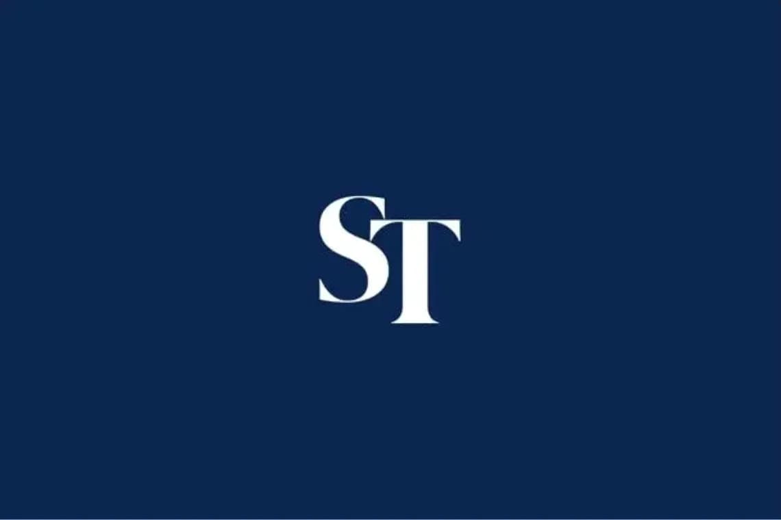 Logo of ST on dark blue background