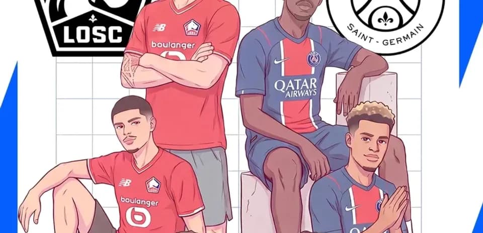 Players from LOSC Lille and Paris Saint-Germain posing together