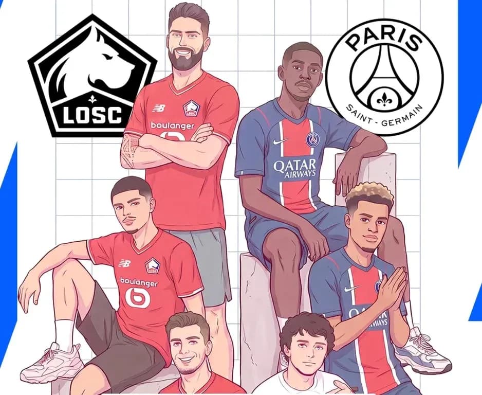Players from LOSC Lille and Paris Saint-Germain posing together