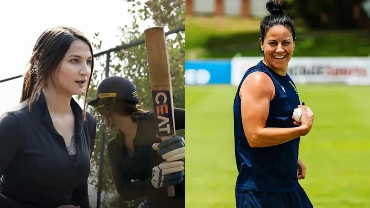 Two female cricketers in training session outdoors