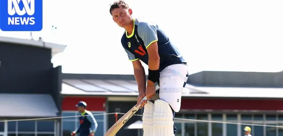 Batsman preparing to bat during cricket practice session