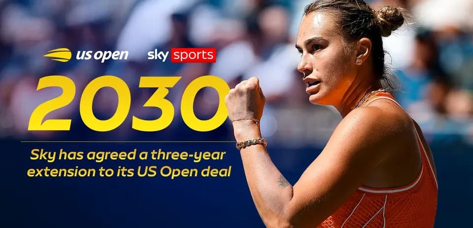 Tennis player celebrating during a US Open match