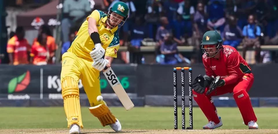Batsman playing a shot against the wicketkeeper