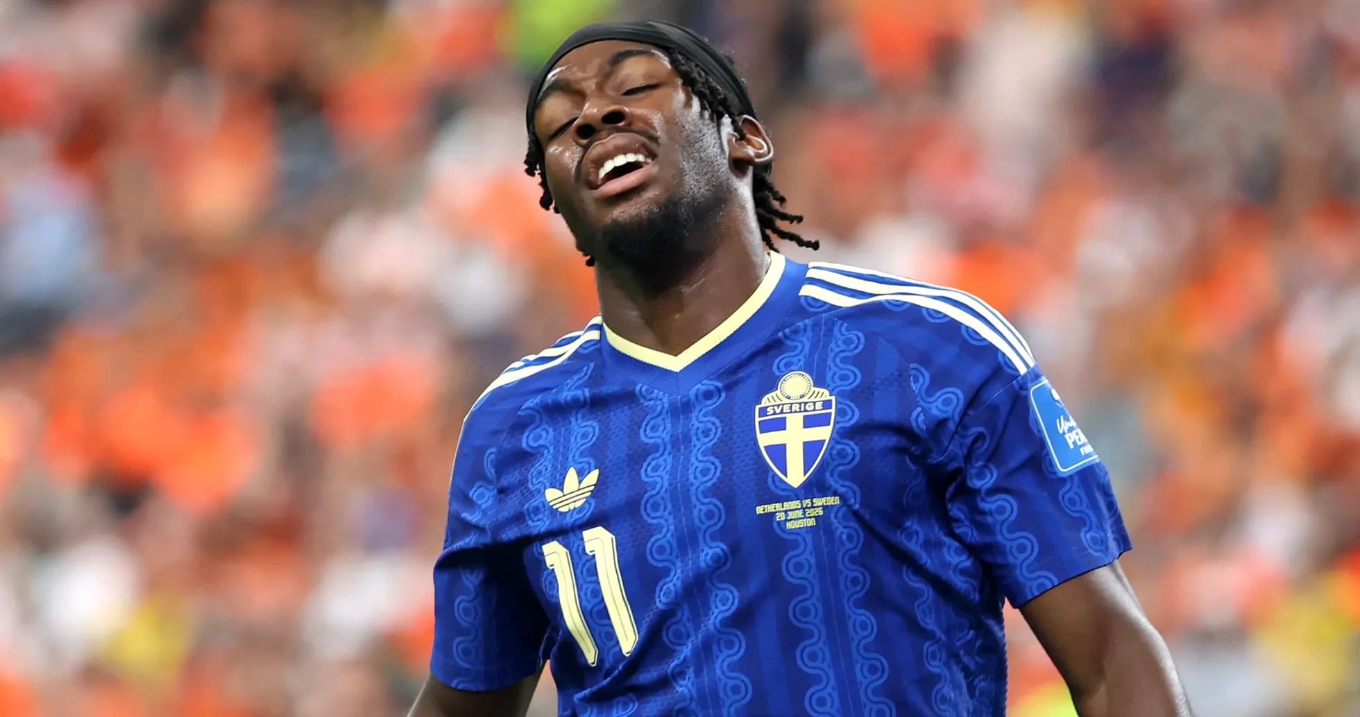 Player in Sweden jersey during match action