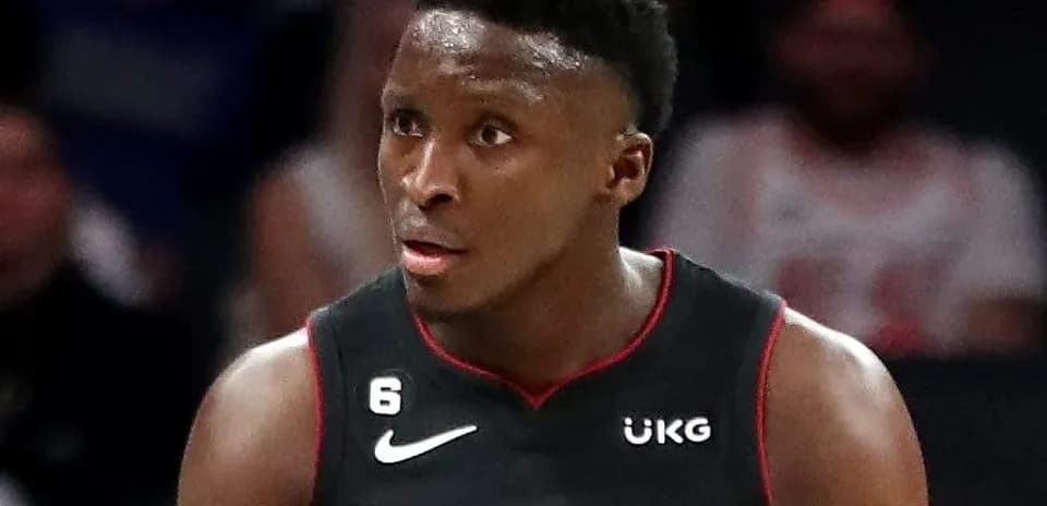 Player in Miami Heat jersey during basketball game
