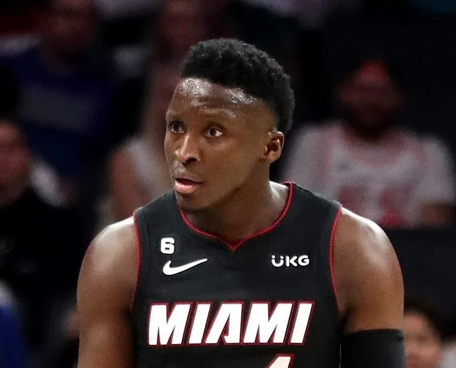Player in Miami Heat jersey during basketball game