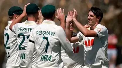 Players celebrating a wicket during cricket match