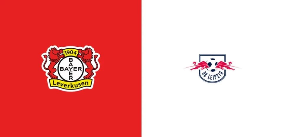 Logos of Bayer Leverkusen and RB Leipzig