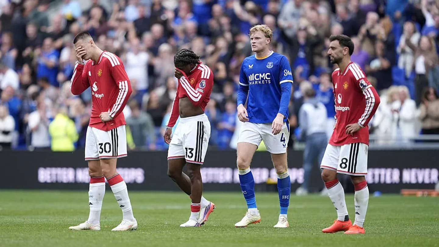 Manchester United players walking off the pitch after match