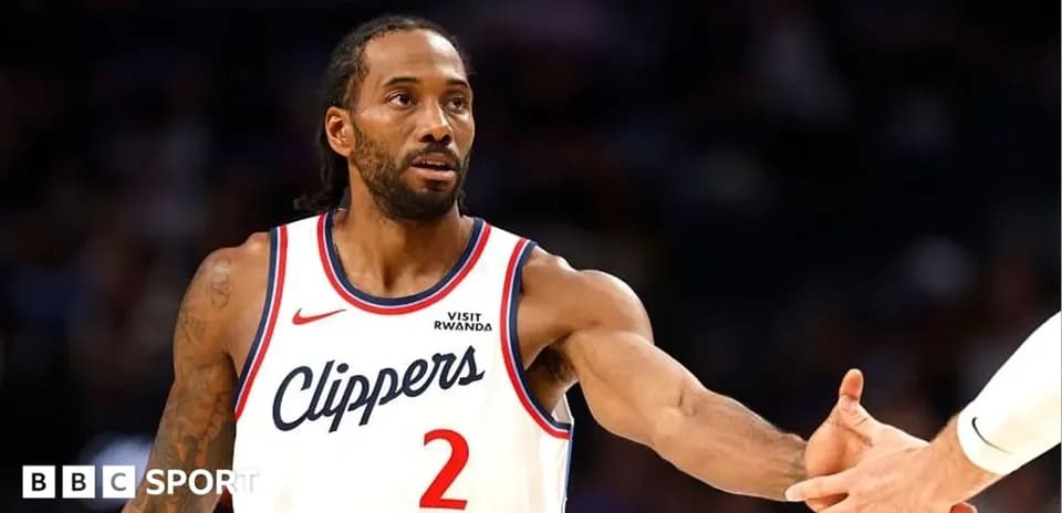 Kawhi Leonard shaking hands during a game