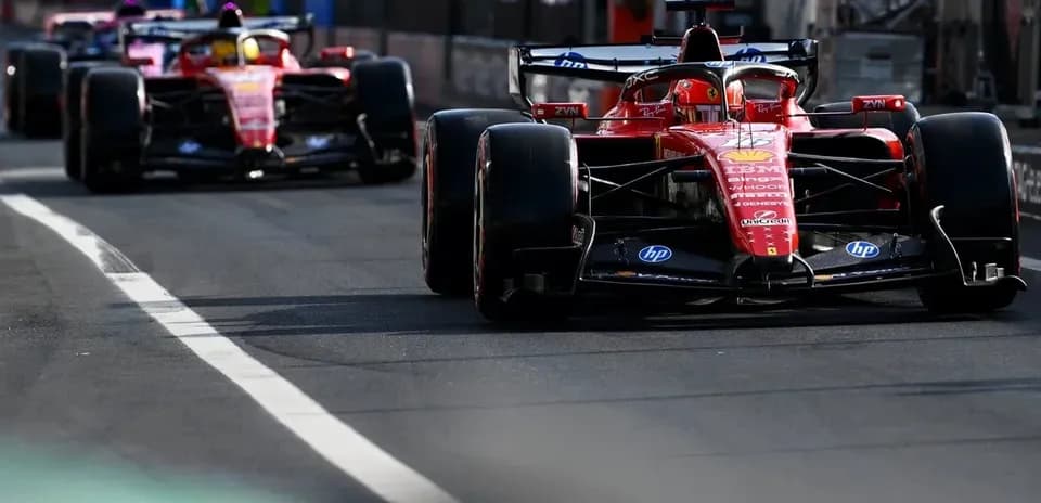 Ferrari cars driving on track during Formula 1 event
