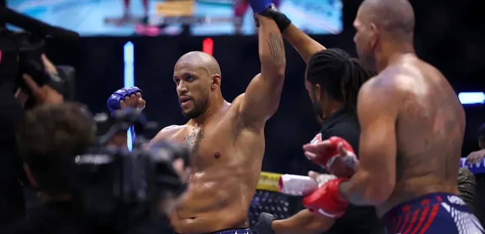 Fighter celebrating victory after UFC match