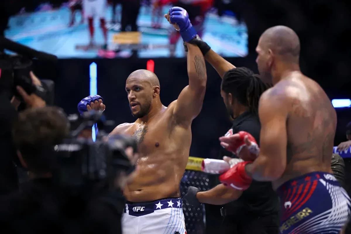 Fighter celebrating victory after UFC match