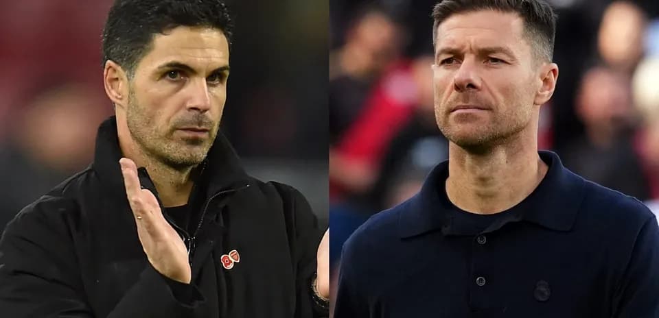 Two football managers on opposite sides of image