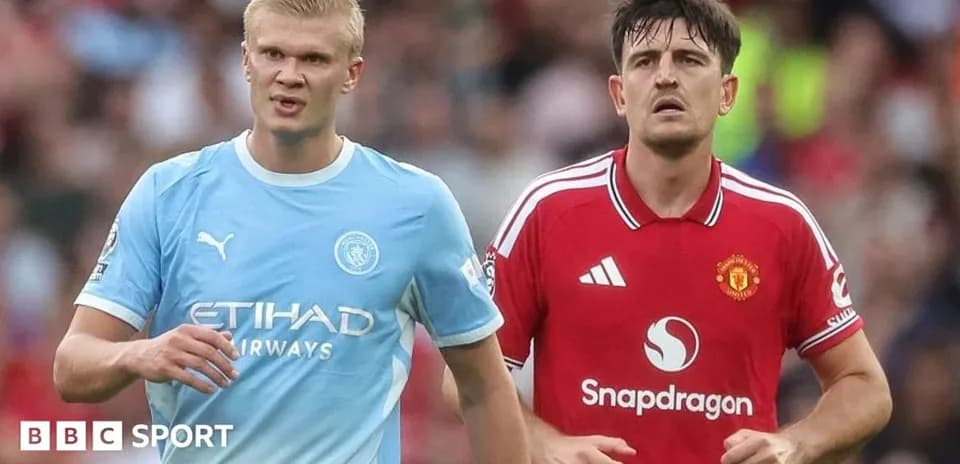 Players from Manchester City and Manchester United during match
