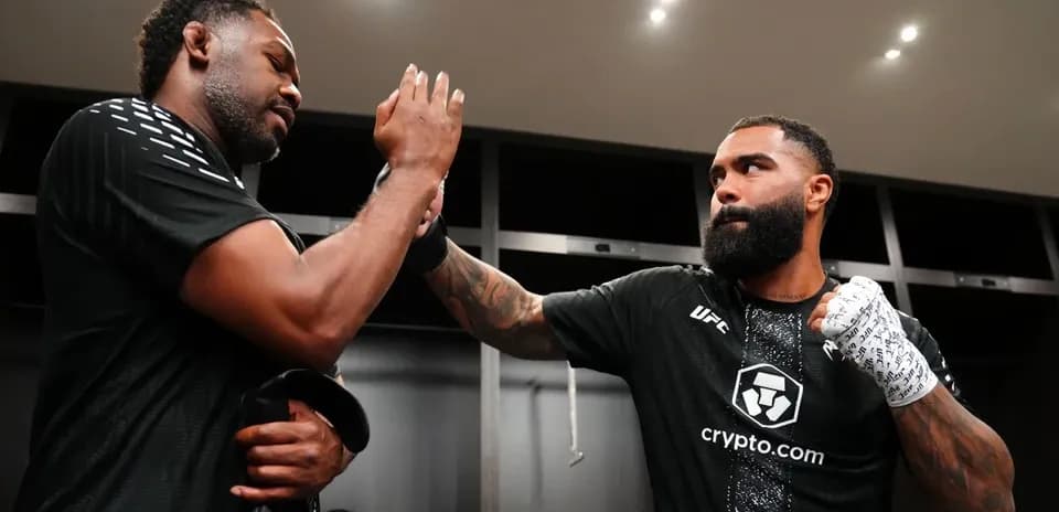 Two fighters preparing backstage before UFC match