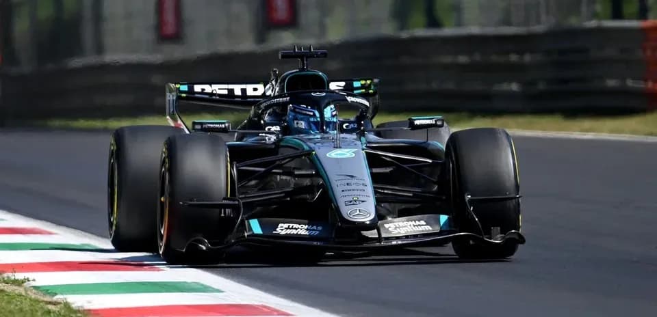 Mercedes Formula 1 car navigating a track corner