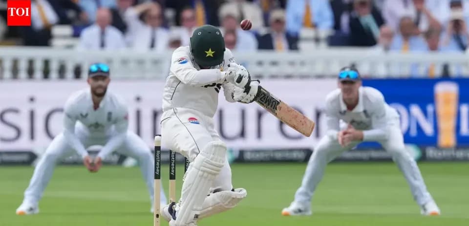 Batsman evading a ball during cricket match