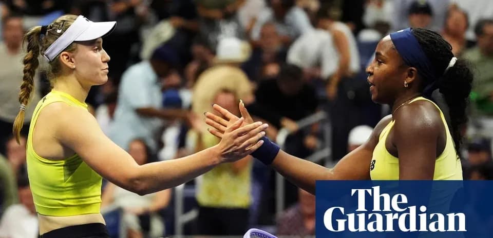 Two tennis players shaking hands after match