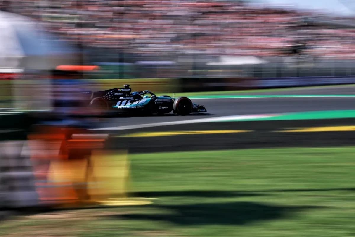 Formula 1 car racing around a track