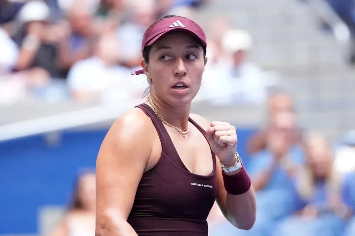 Tennis player celebrating during match at tournament