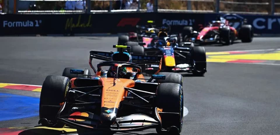 McLaren leading a Formula 1 race in Madrid