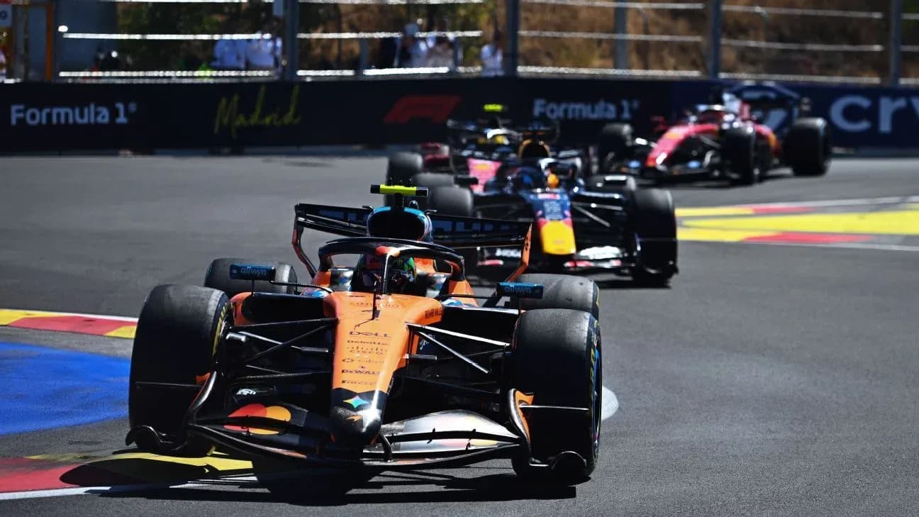 McLaren leading a Formula 1 race in Madrid