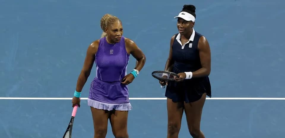Serena and Venus Williams on the tennis court