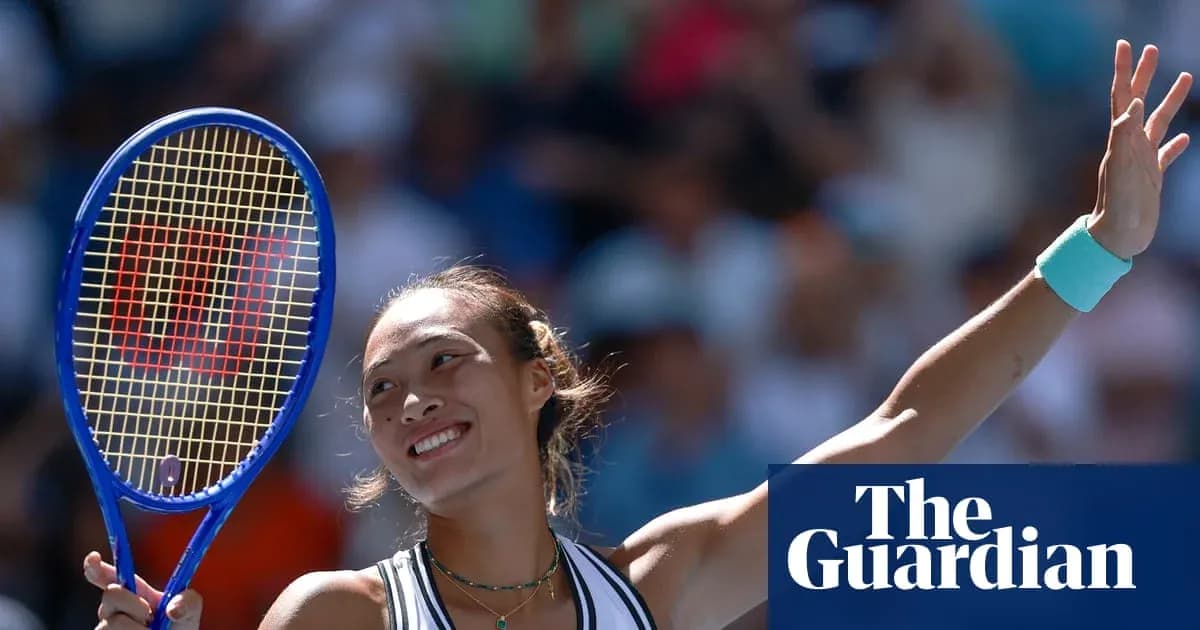 Tennis player celebrating with racket raised after match