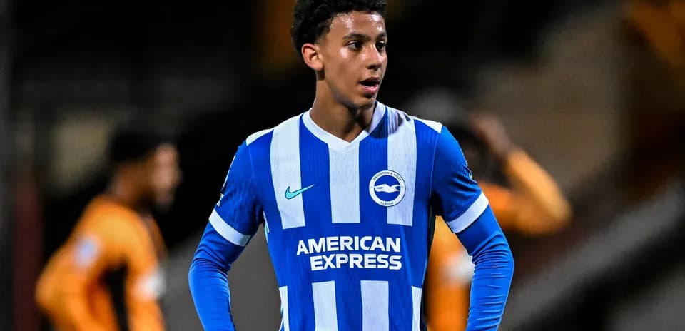 Brighton player in blue and white jersey on field