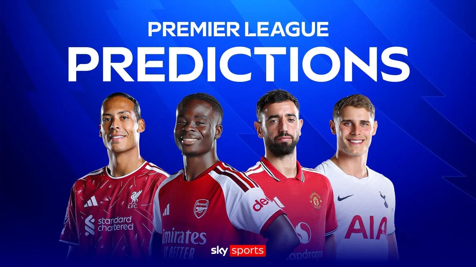 Four players in team jerseys for Premier League predictions Four players in team jerseys for Premier League predictions