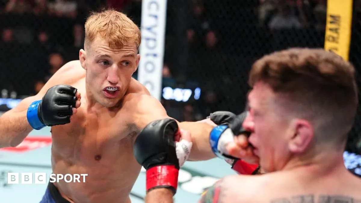 Fighter delivering a punch during MMA match