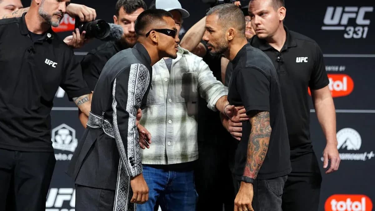 Fighters face off at UFC 331 weigh-in event