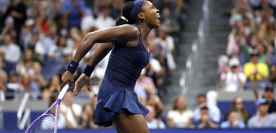 Player celebrating during a tennis match at US Open