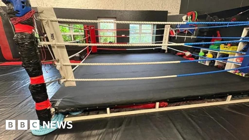 Empty boxing ring in a training gym Empty boxing ring in a training gym