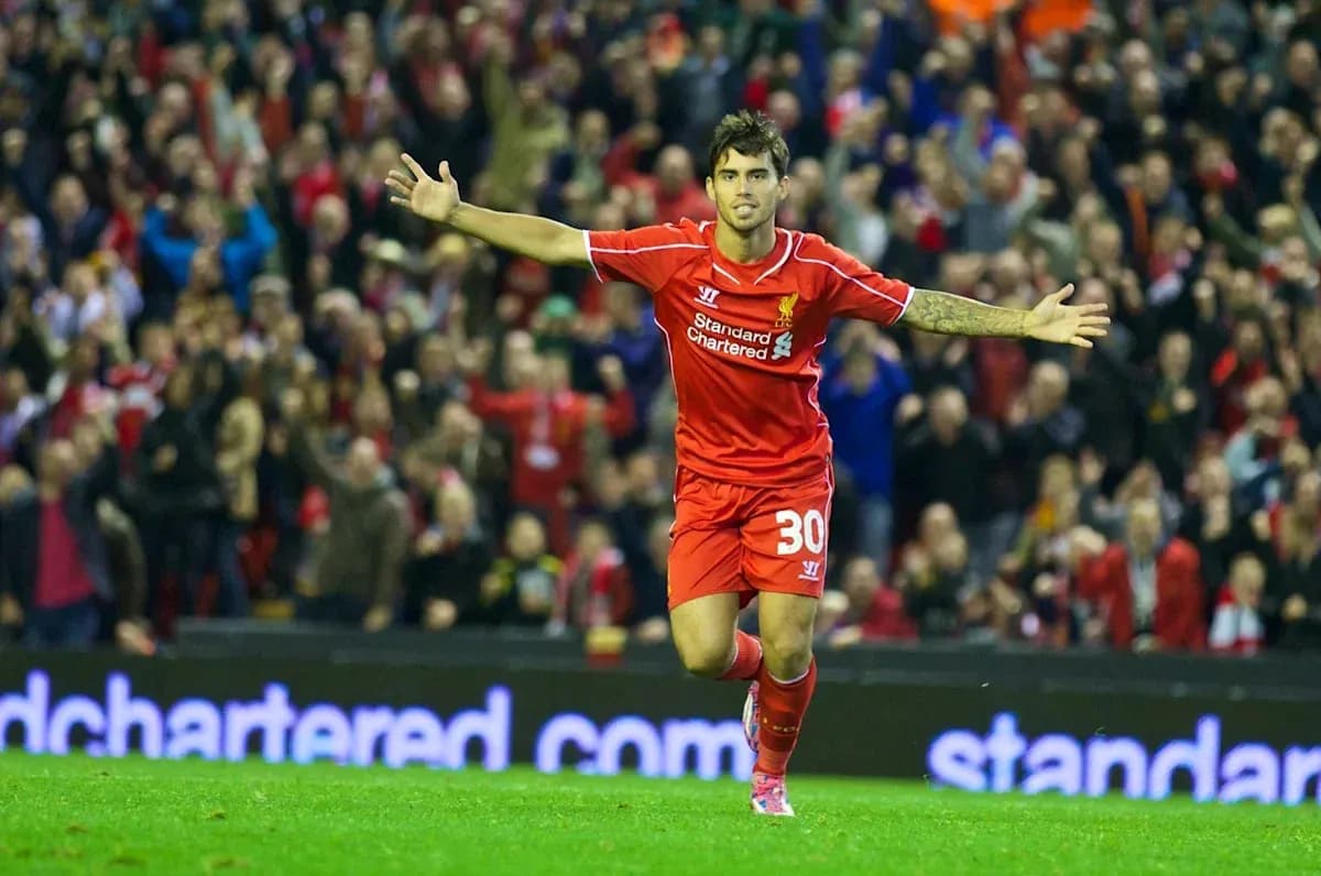 Liverpool player celebrating a goal at Anfield Liverpool player celebrating a goal at Anfield