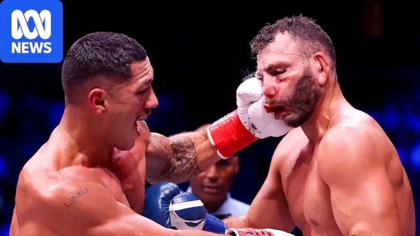 Boxer delivering a punch to opponent's face Boxer delivering a punch to opponent's face
