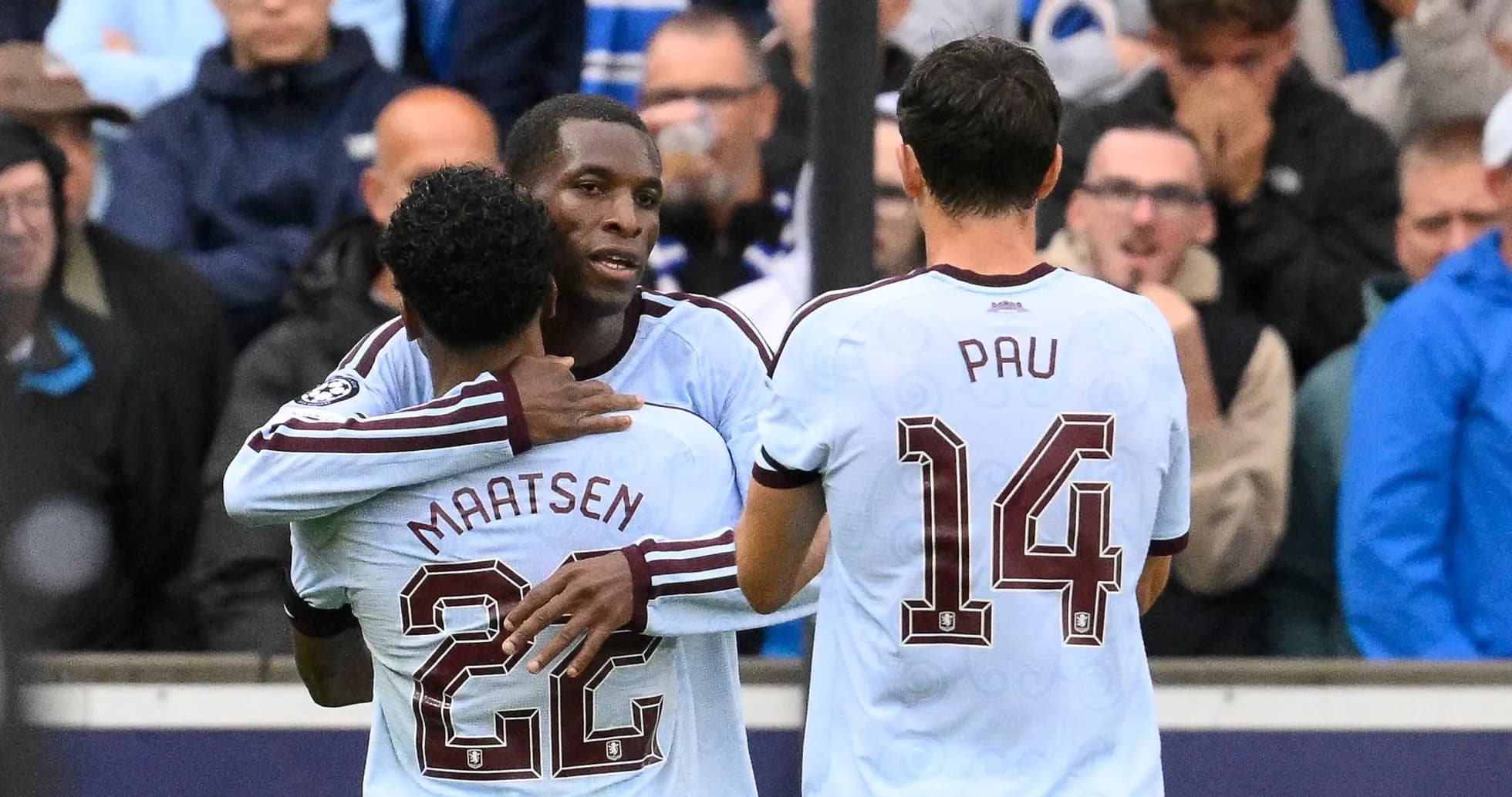 Players celebrating after a goal during match Players celebrating after a goal during match