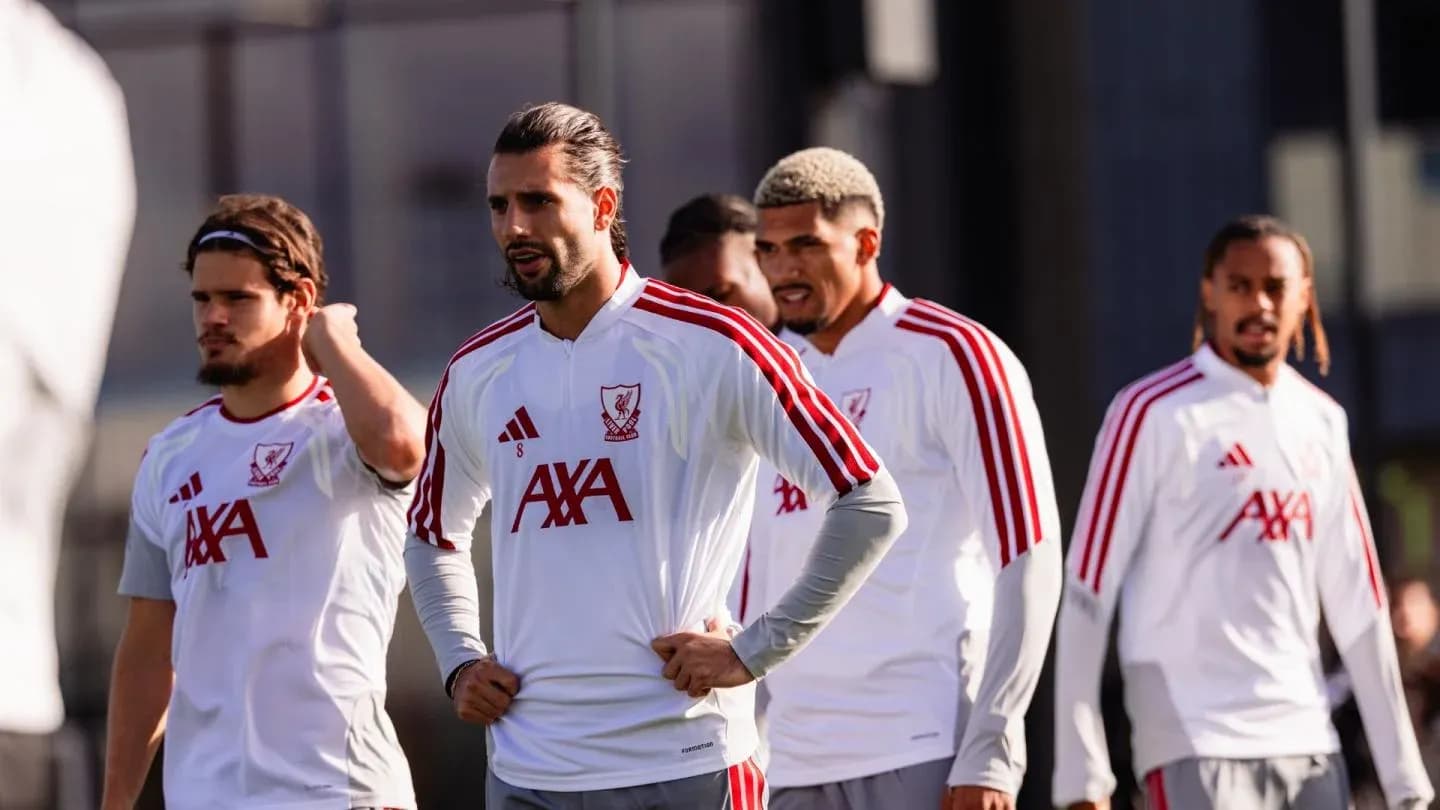 Liverpool players in training gear during session Liverpool players in training gear during session
