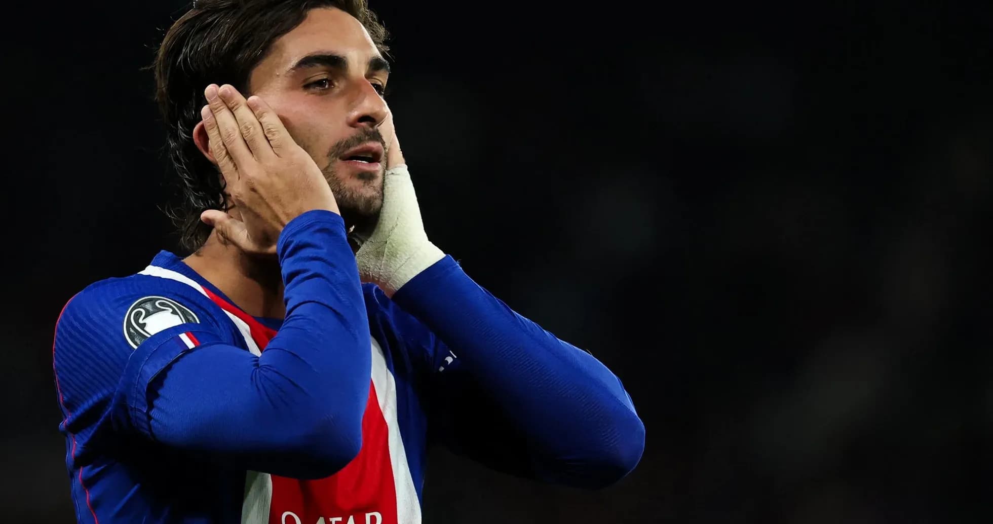 Player reacting during a UEFA match Player reacting during a UEFA match