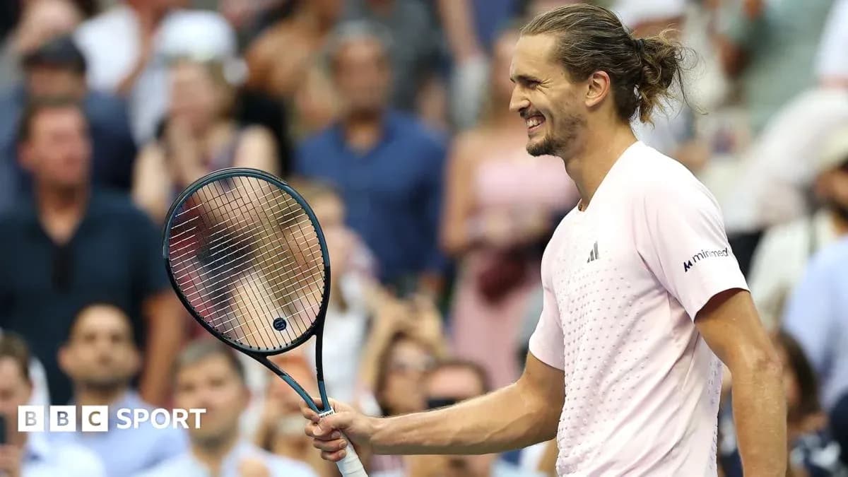 Tennis player celebrating with racket after match Tennis player celebrating with racket after match