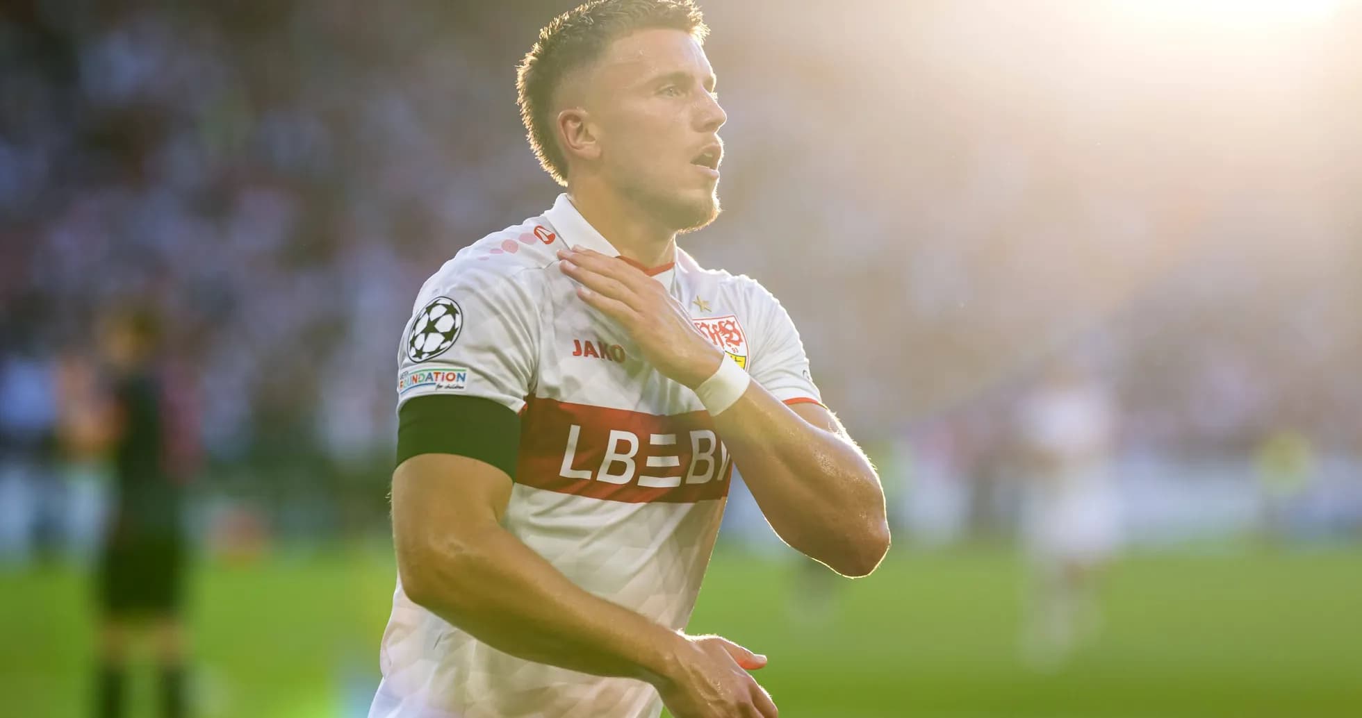 Player celebrating after scoring during a match Player celebrating after scoring during a match