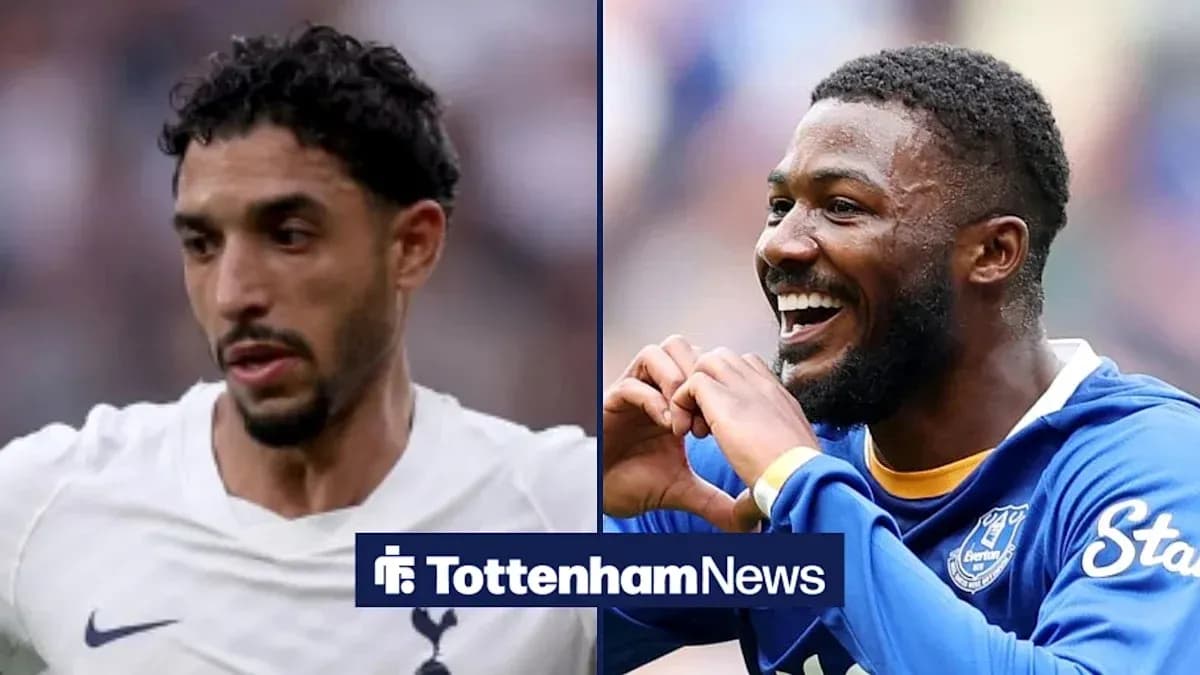 Two football players in action for Tottenham and Everton Two football players in action for Tottenham and Everton