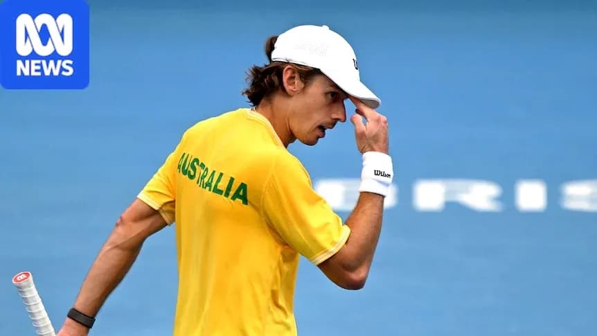 Tennis player in Australia jersey during match Tennis player in Australia jersey during match