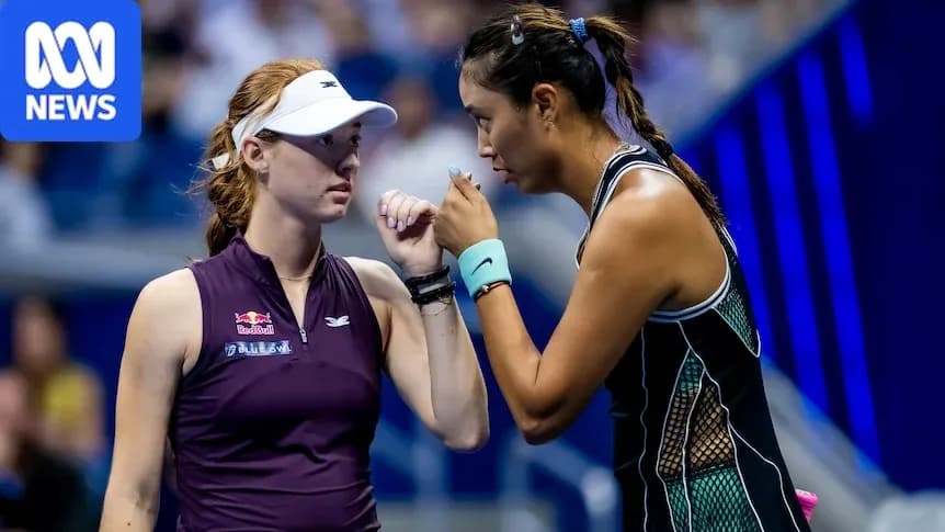 Two female tennis players discussing strategy during match Two female tennis players discussing strategy during match