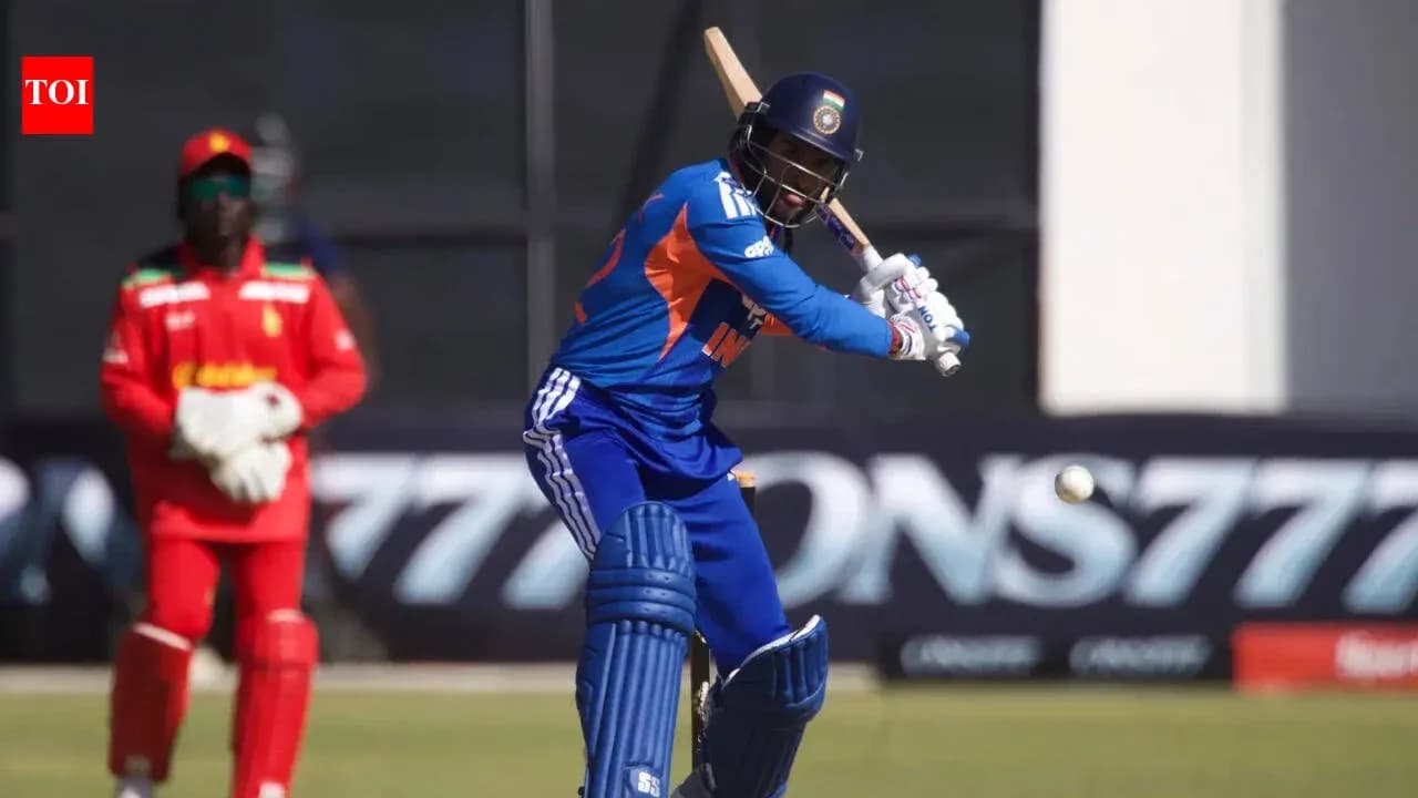 Batsman playing a shot in cricket match Batsman playing a shot in cricket match
