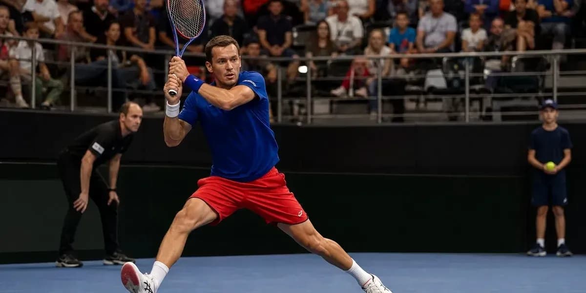 Player hitting a forehand shot during match Player hitting a forehand shot during match
