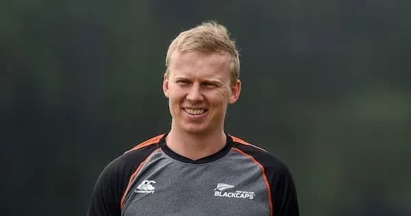 Cricketer in Blackcaps training gear smiling Cricketer in Blackcaps training gear smiling