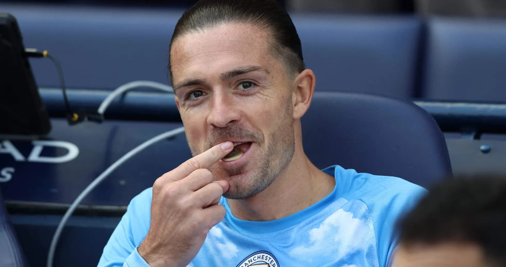 Player eating on the bench during match Player eating on the bench during match